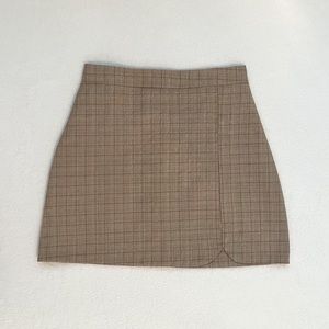 YesStyle Khaki Plaid A-Line Mini Skirt